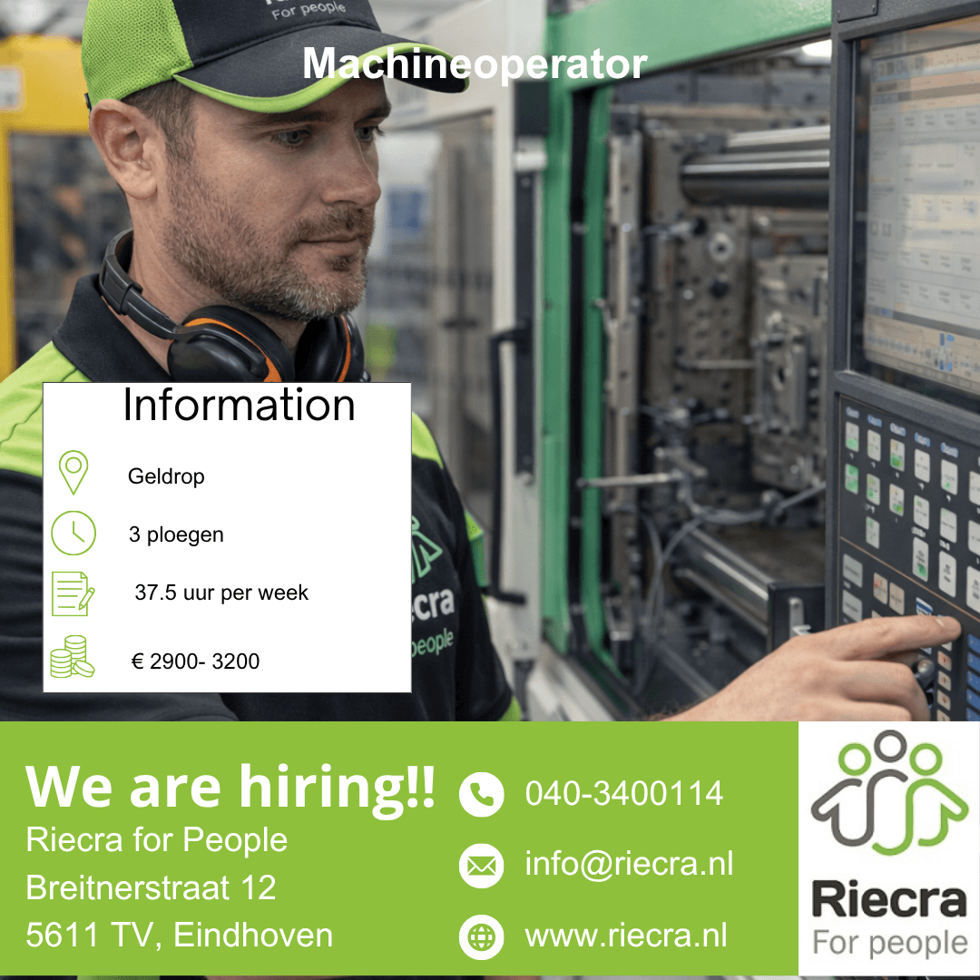 Sfeerbeeld voor Machineoperator 3 ploegen bij Riecra for People B.V.
