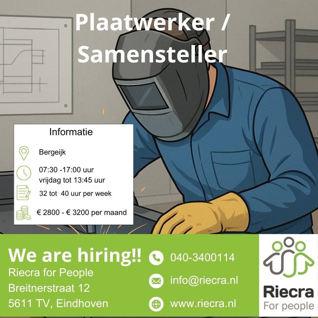 Sfeerbeeld voor Samensteller plaatwerker bij Riecra for People B.V.